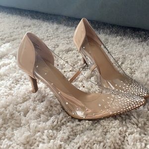 Thalia clear studded heels